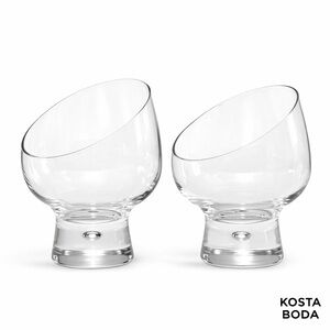 Kosta Boda Brand Pippi Pattern Controlled Bubble Slanted 5 1/2” Whisky Glasses.